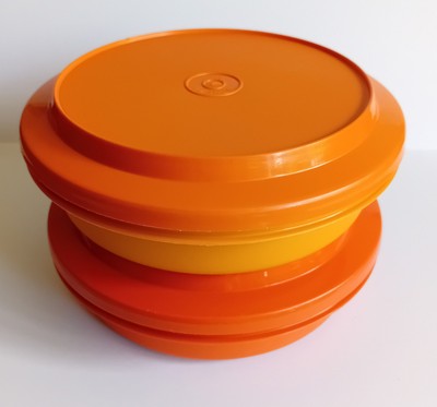 Tupperware Vintage Serve N Seal stapelbar orange und terrakotta, 2er Set