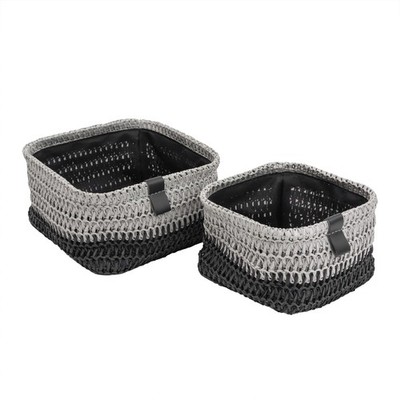 JVL Kenzi 2er Set quadratische Aufbewahrungskörbe - Spielzeug, Wäsche, Aufbewahrungsbox - schwarz