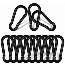 2.36" Spring Snap Hook Carabiners, 12 Pcs Galvanized Steel Black Small Carabiner