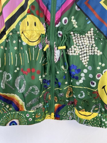 NEW Farm Rio Smiley Graphic Parka Windbreaker Hood Full Zip Rainbow Colorful XS - Picture 5 of 19