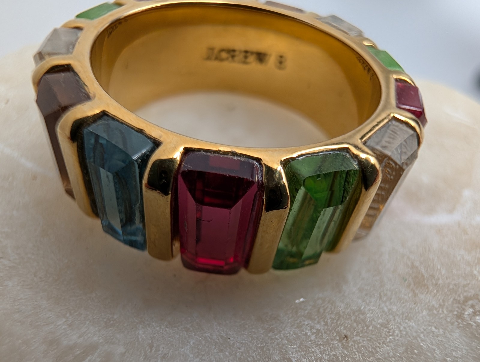 J.Crew Gold Tone Multi-Color Rectangular Glass St… - image 5