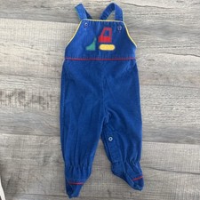 Vtg Health-tex Blue Overalls Baby Kids 6 Months USA Primary Color Construction