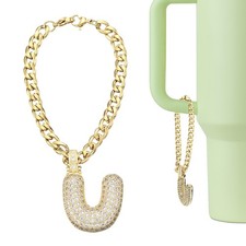 Letter Charm for Stanley Tumbler Cup, Bubble Cute Initial U Letter Charm, Gold