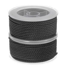2pcs Nylon Thread Twine Beading Cord 2mm Braided String 11M/36 Feet, Black