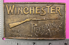VINTAGE BRASS WINCHESTER BELT BUCKLE REPEATING ARMS RIFLE