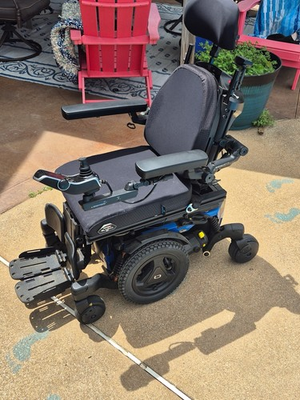 #ad Quantum Power Wheelchair w Joystick Control Adjustable Headrest Blue Black $1000.00