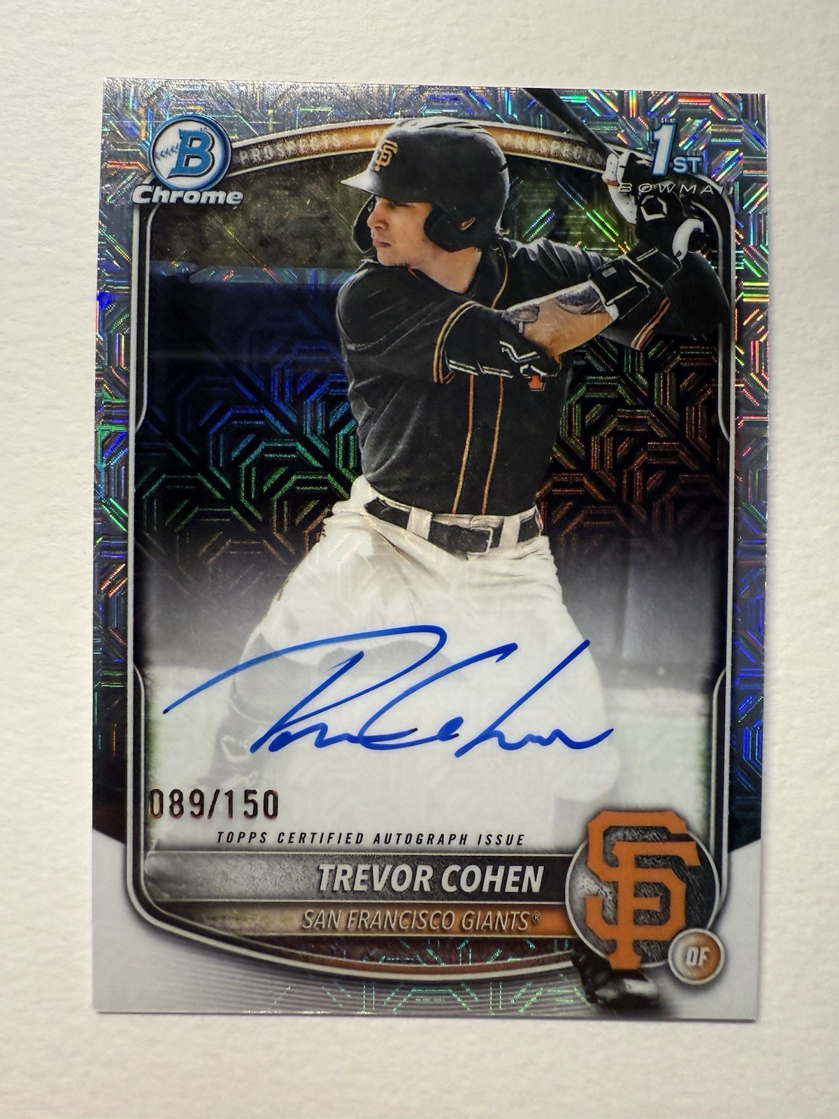 2025 Bowman Draft Trevor Cohen Chrome Auto HTA Choice Refractor 1st #/150 Giants