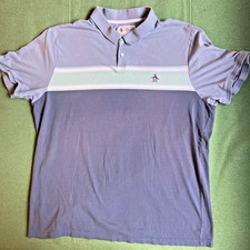 Original Penguin By MunsingWear Mens Striped Blues Lt Grn Polo T Shirt Size XXL