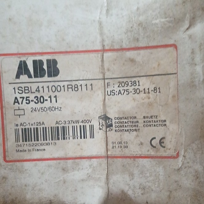 3 Pcs ABB A75-30-11 IEC Contactor AF09 24V AC 125A 3-Pole DIN Rail w/ CAL5-11