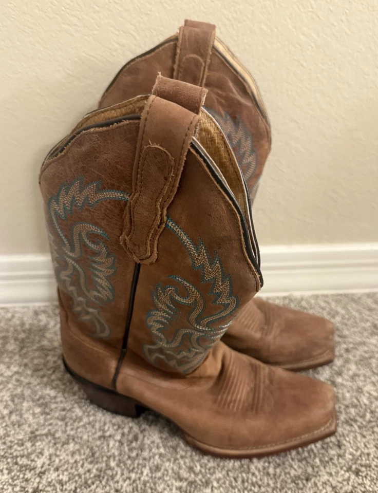 NOCONA Brown Leather BLUEBONNET Square Toe Cowboy Boots Womens Size 6.5 B 5009 - Image 2 of 4