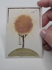 ACEO Art Card Original Hand-Painted Watercolor, Tree with Fall Leaves, Swing  — photo 1