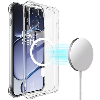 IMAK For OnePlus 15R 5G, Shockproof 4 Airbags Clear Magnetic Back Case Cover