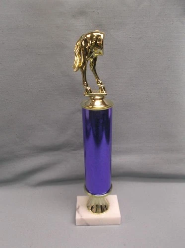 1/2 ass horse rear last place trophy award horse blue column marble base