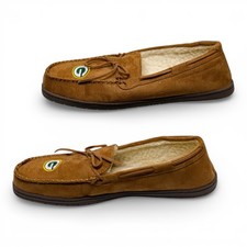Packers NFL Slippers Men XL Forever Collectibles Green Bay Tan Moccasin