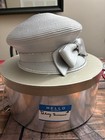 Brenda Wates Bolling Silver Straw Cloche Hat Bow Rhinestone Trim Women Formal — photo 1