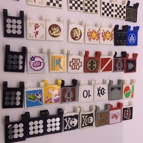 LEGO 2x2 Printed FLAGS ~Cross Shield Crest Jolly Roger Crossbones Checkered