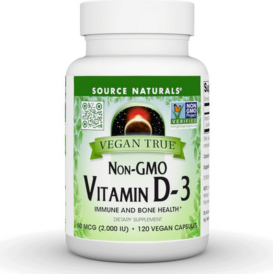 Source Naturals Vegan True Non-GMO Vitamin D-3 2000 IU 60 vegetarian capsule