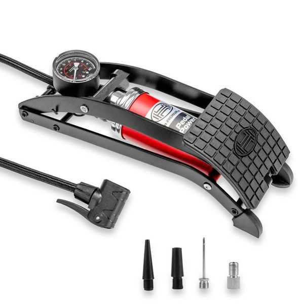 Premium FußLuftpumpe Heyner Pedalpower Pro 1-Zylinder FußPumpe 7Bar + Manometer-image