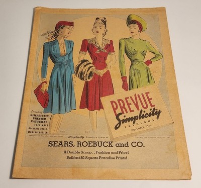 1940s Simplicity Fashion Prevue Dress Pattern Catalog Circular November 1941