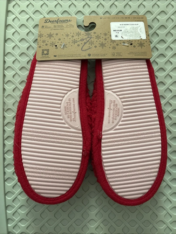 Zapatillas antideslizantes Dearfoams Navidad Mamá Claus para mujer M 7/8 espuma viscoelástica Foto 2 de 2