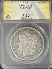 1891 CC MORGAN DOLLAR ANACS F 12 DETAILS CLEANED