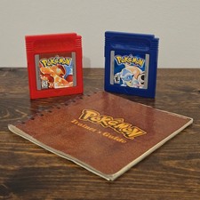 Pokemon Red & Blue Nintendo Gameboy +Trainer's Guide - Saves, Original Battery