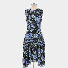 Jason Wu Collection Fit Flare Day Dress Womens Size 2 Blue Floral Chiffon