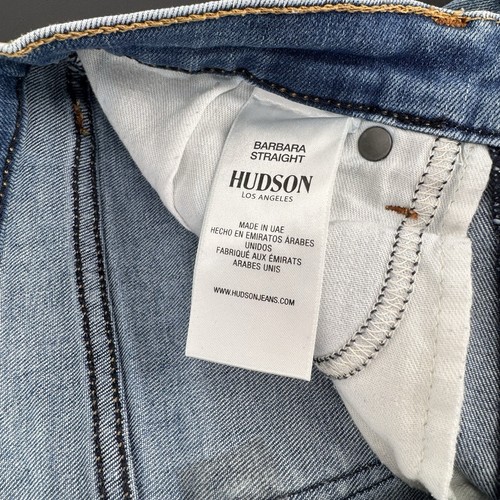 Hudson Women's Size 25 Blue Light Wash Distressed Denim Barbara Straight Jeans - Picture 6 of 7