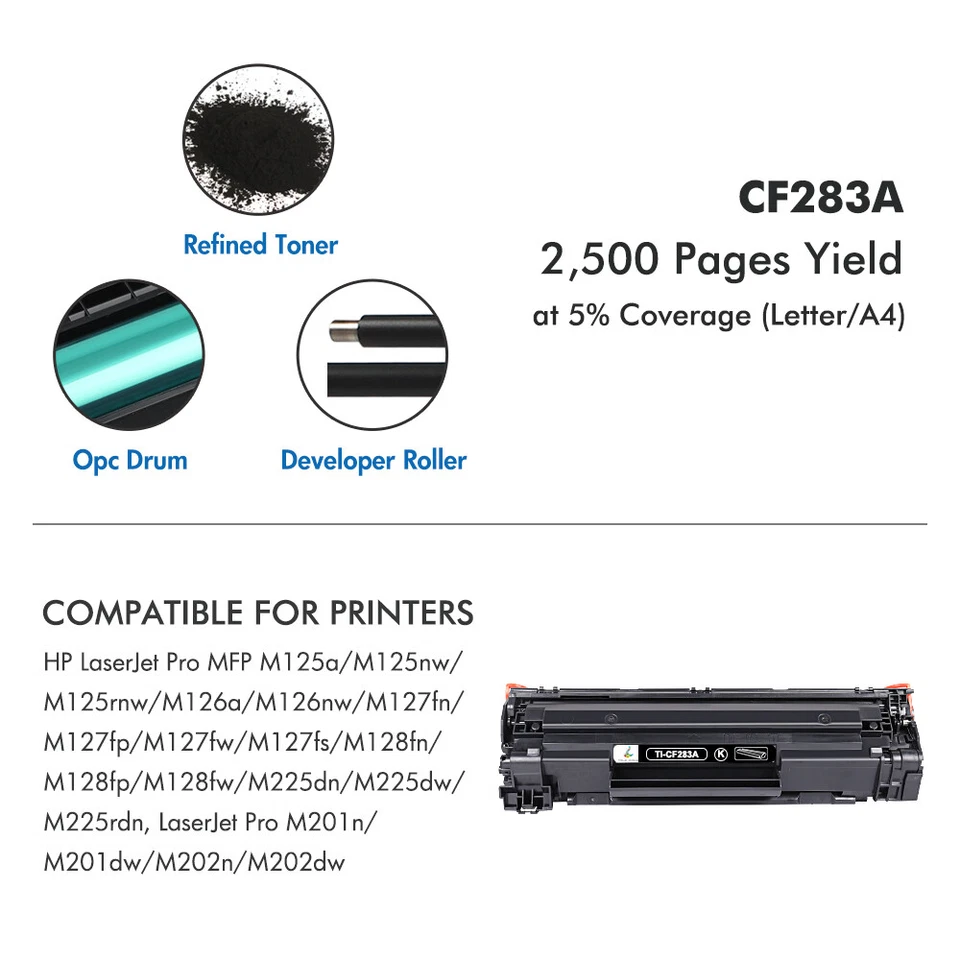 CF283A High Yield Toner For HP 83A LaserJet Pro M127fn M127fw M125nw M225dn Lot - Image 2 of 4
