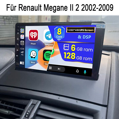 6+128GB Android 13 Autoradio GPS Navi Carplay 4G Für Renault Megane 2 2002-2009
