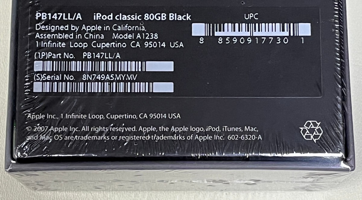 Apple iPod Classic 6th Generation 80GB Black PB147LL/A A1238