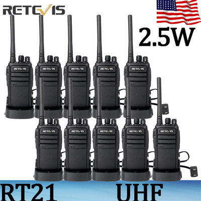 10xWalkie Talkie Retevis RT22 2-Way Radio 2W UHF400-480MHz 16CH VOX Scan Black
