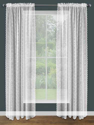 Sheer Lace Window Curtain Panel Embroidered Lace Single Panel Rod Pocket WAWES - Picture 6 of 6