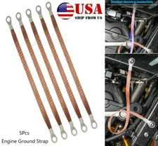 5Pcs 11.4”Ground Strap Copper Cable Kit For Car Truck Firewall Engine Body Frame