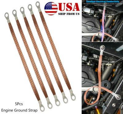 5Pcs 11.4 Ground Strap Copper Cable Kit For Car Truck Firewall Engine Body Frame
