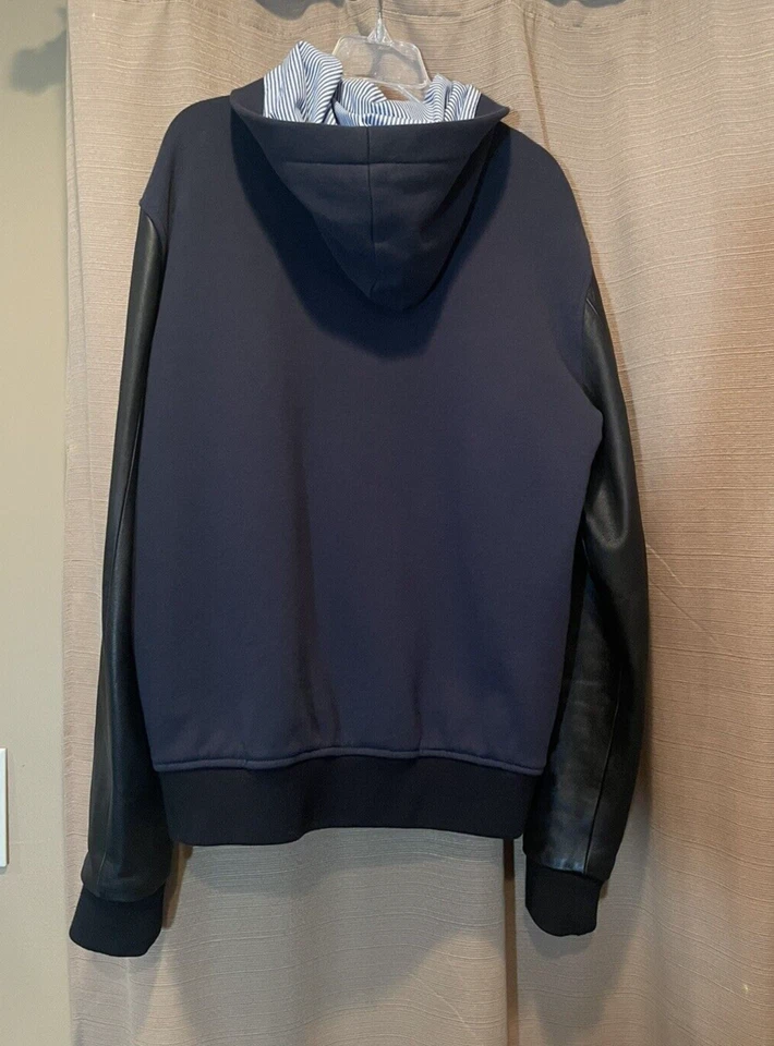 Kooples Jacket Hooded w Lambskin Sleeves Navy French Printemps Men’s Preppy M - Image 4 of 4