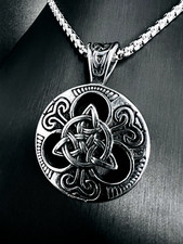 Triquetta Knoten Anhänger Edelstahl Kette Herren Schmuck Wikinger Biker 44