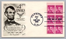 1958 Fleetwood FDC Abraham Lincoln Wheeling West VA 4C #1036a Booklet Pane of 6