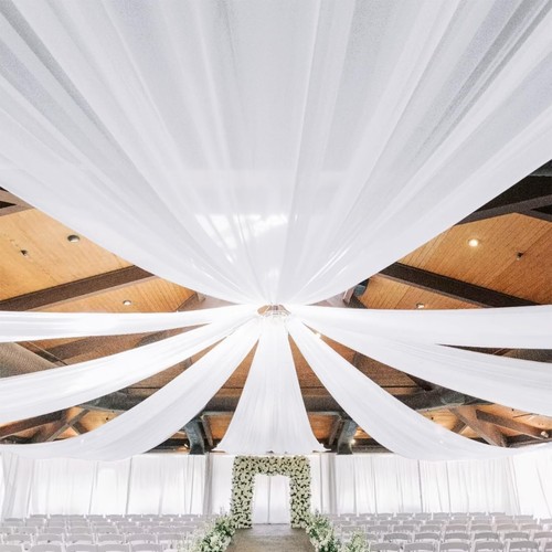4 Panels White Ceiling Drapes for Wedding 5ftx20ft Wedding Arch Draping Fabri...