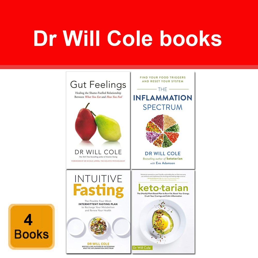 Dr Will Cole 4 Books Collection Set Gut Feelings, Intuitive Fasting, Ketotarian