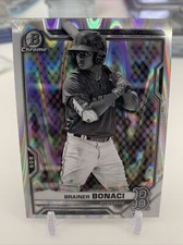 2021 Bowman Draft #BDC-54 BRAINER BONACI BLACK & WHITE RAYWAVE REFRACTOR RED SOX