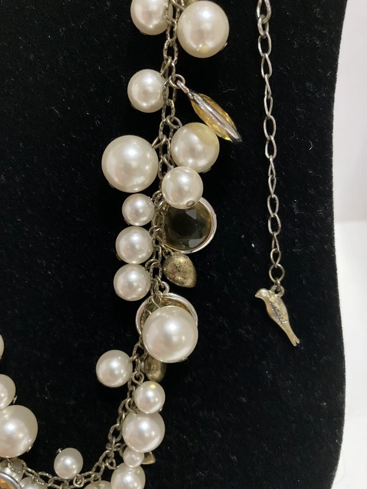 Collar Chloe + Isabel Tono Dorado Imitación Perla Dije Cuentas Transparentes Declaración Moderno Foto 4 de 4