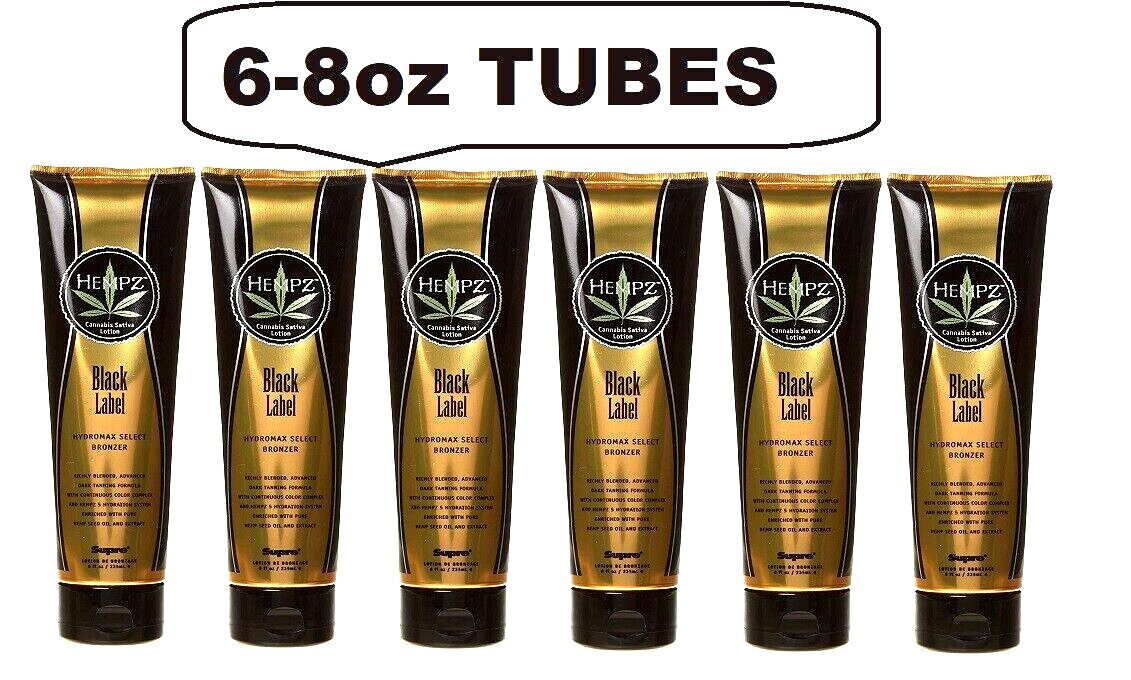 6x HEMPZ BLACK LABEL HYDROMAX Facial Bronzer Tanning Lotion 8oz/each