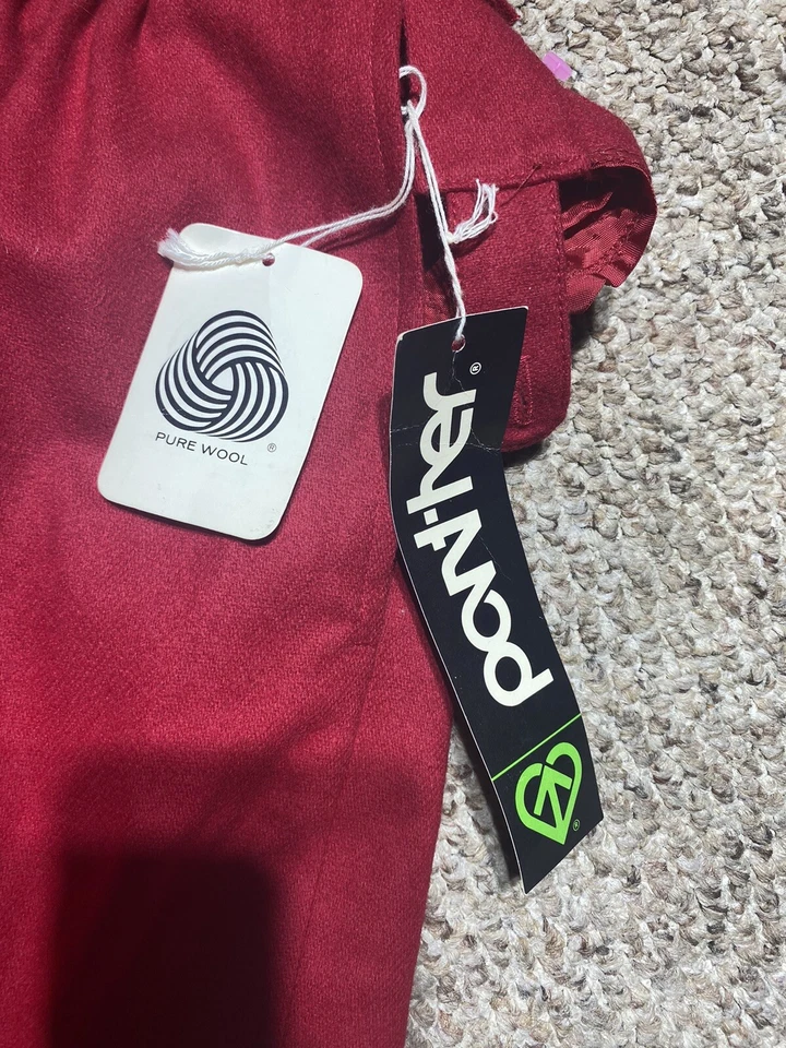 VINTAGE NEW W TAGS Women's vintage USA red wool pants LINED Size 11/12 Pant-her - Image 2 of 4