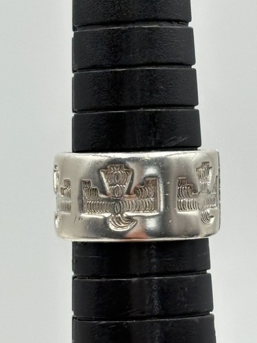 STERLING SILVER 925 BELL TRADING POST 10mm THUNDERBIRD BAND SIZE 6.5 RING 5.7g - Picture 9 of 12