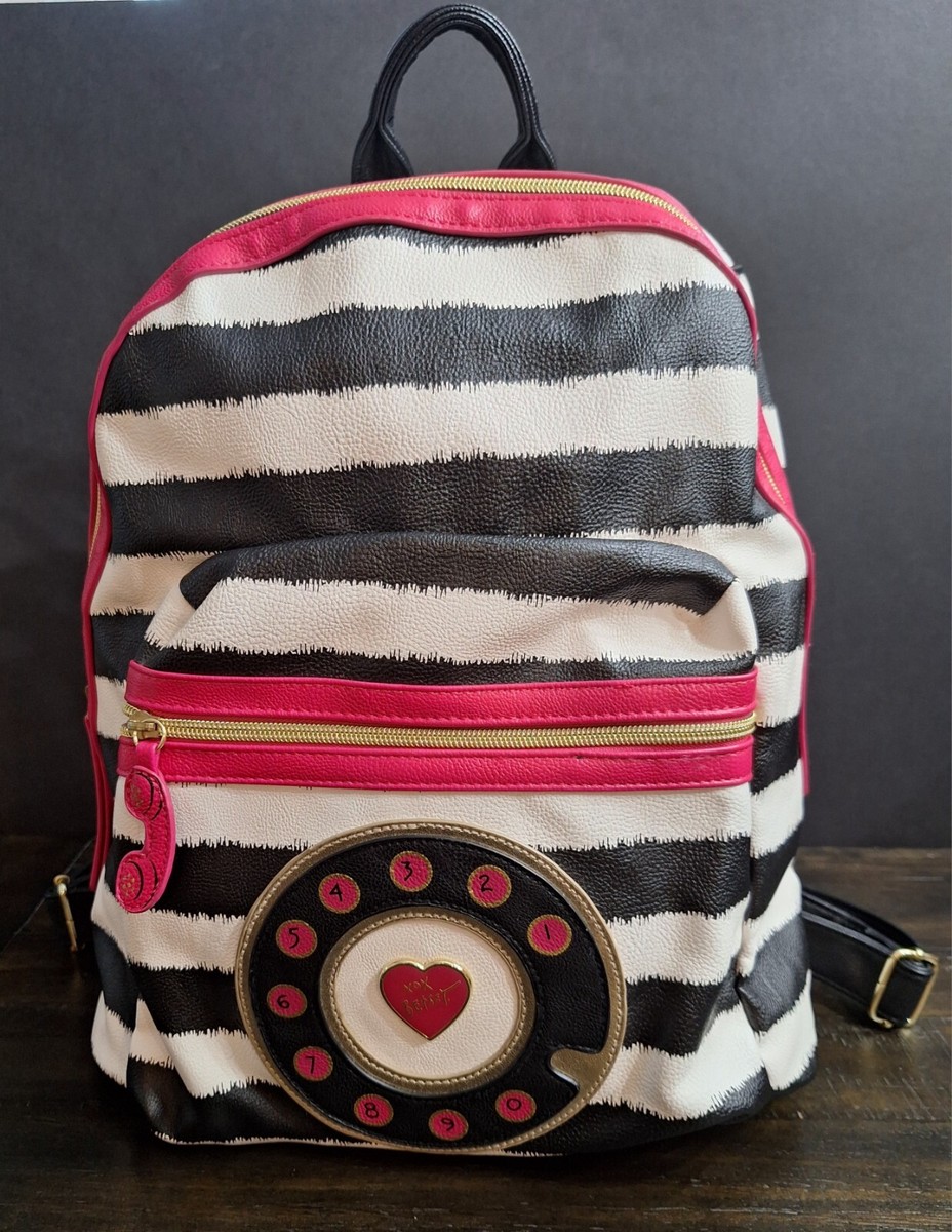 Betsey Johnson Backpack Hot Pink Accents on Black/White  display picture 2