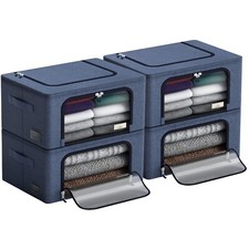 Sorbus Storage Bins with Metal Frame Stackable Foldable Clothes Organizer - 4Pk