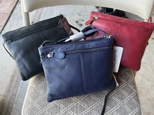 Swiss Marshall Cross Body Women's Purse Solid Color Genuine Leather NEW