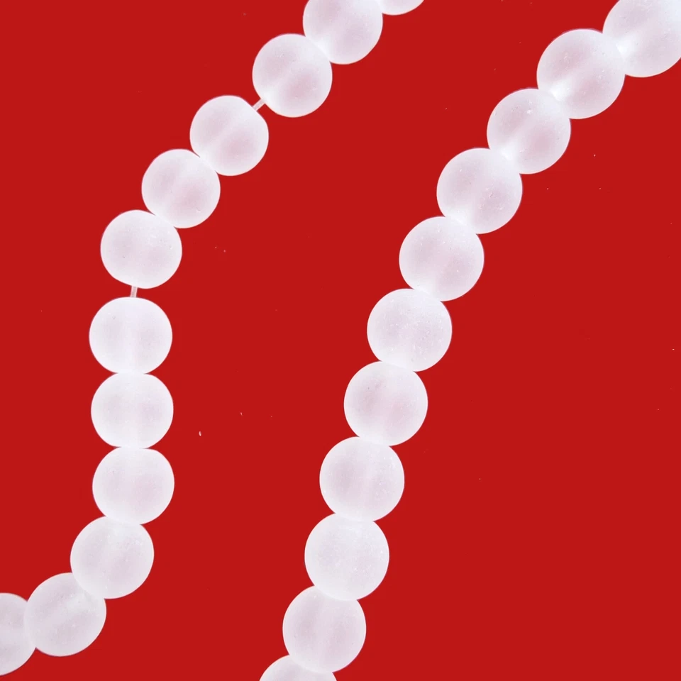 Glasperlen Frost rund ca. 7,5 mm weiß ca. 105 Perlen Spacer nenad-design S67 - Bild 4 von 4