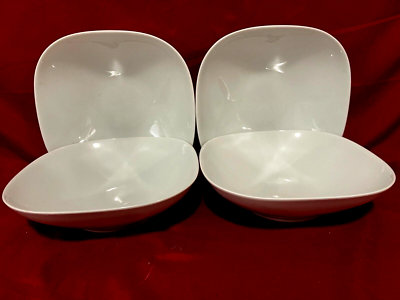 Ikea 365+ Susan Pryke Set Of White Rounded Square Pasta/Salad Bowls 3/4